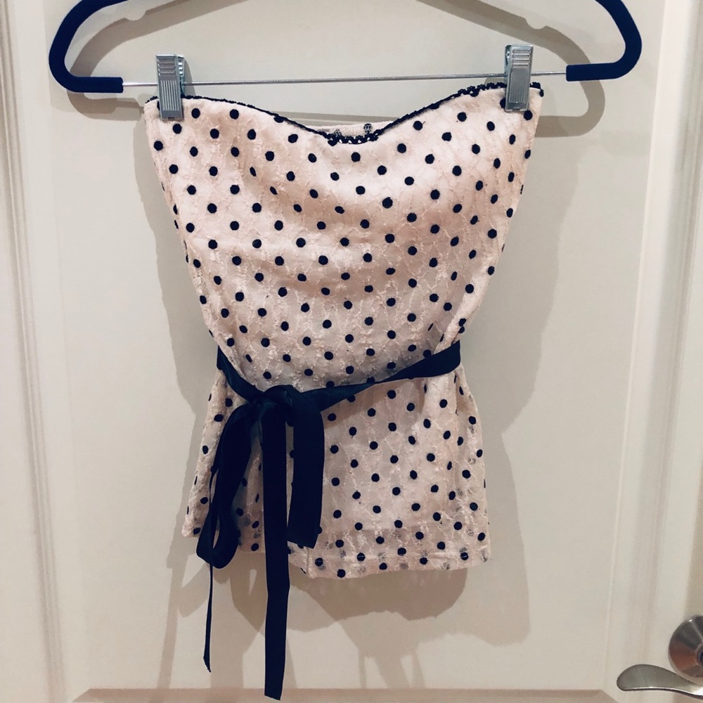 Never-worn tube top w/ lace & polka dots - S